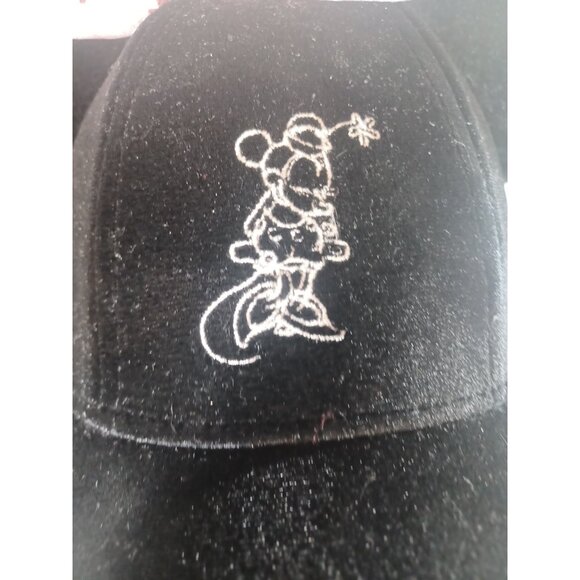 New Minnie Mouse Ears Adult Velvet Adjustable Hat Cap With Pink Floral Bow - Picture 10 of 10